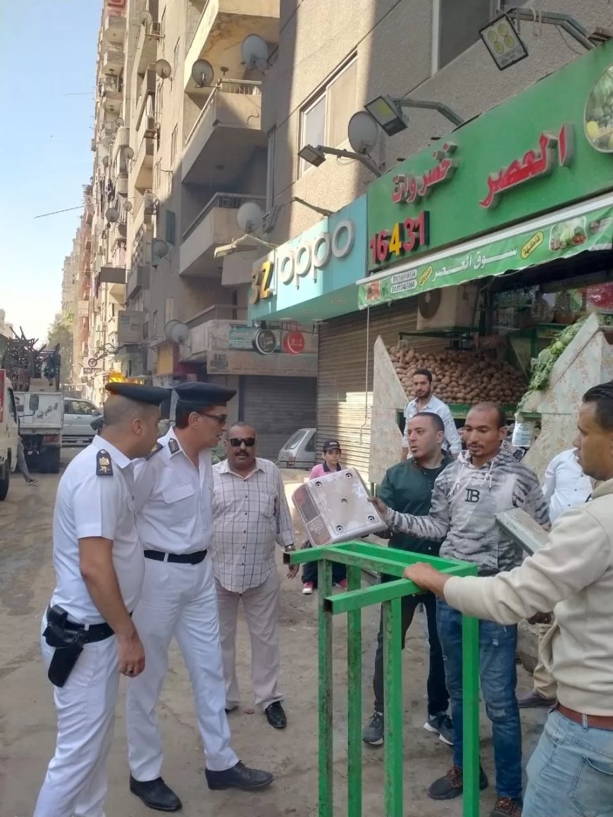 رفع 500 حالة إشغال للمقاهي والمحال بشارعي الثلاثيني والثورة بالعمرانية