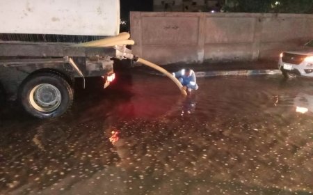 الدفع بفرق الطوارئ لرفع تجمعات مياه الأمطار بميادين مطروح