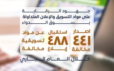 هيئة الدواء: إصدار 441 مخالفة .. واستقبال 488 إبلاغ عن مواد تسويقية مخالفة خلال النصف الثاني من العام الجاري