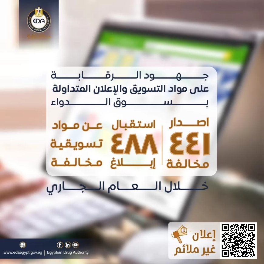 هيئة الدواء: إصدار 441 مخالفة .. واستقبال 488 إبلاغ عن مواد تسويقية مخالفة خلال النصف الثاني من العام الجاري