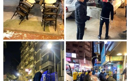 رفع 52 حالة إشغال بالمحال والمقاهي خلال حملة ليلية بالعمرانية