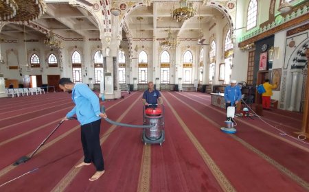 اوقاف البحرالأحمر تواصل حملات تطهير وتعقيم وتنظيف المساجد استعدادا لشهر رمضان
