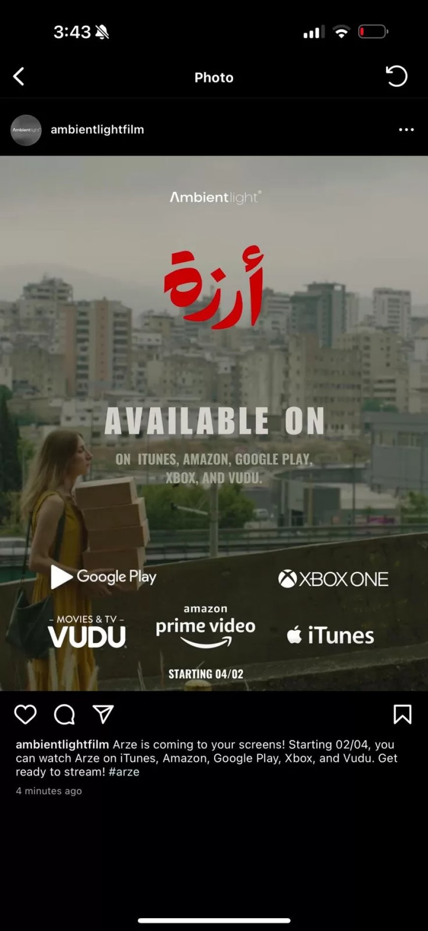 الثلاثاء… فيلم “أرزة” على خمسة منصات عالمية في أمريكا الشمالية  
