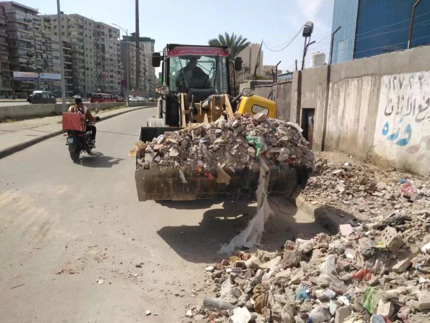 رفع 15 طنًا من مخلفات الرديم بمحور المحمودية