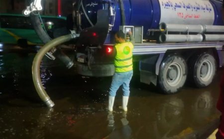 محافظ الجيزة يتابع جهود عمليات شفط الأمطار وانتشار المُعدات لتسهيل الحركة المرورية