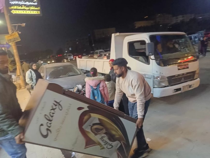 بالصور-رفع 1200 حالة إشغال للمحال والكافيهات خلال حملات بعد الإفطار بحدائق الأهرام