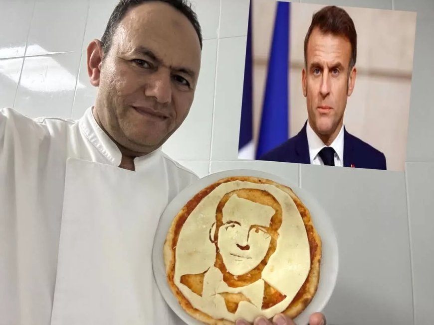 الشيف خالد يرسم صورة الرئيس الفرنسي ماكرون على أطباق البيتزا في الغردقة