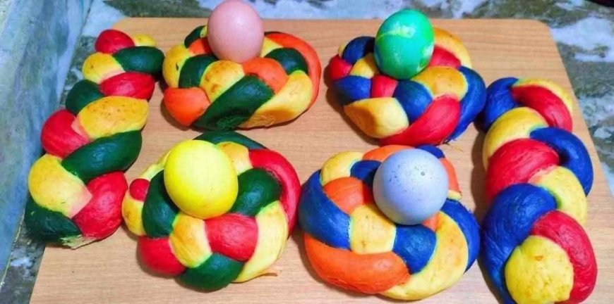 طريقة عمل بريوش شم النسيم بالبيض الملون