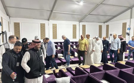 استعدادا لتصعيد الحجاج..الأربعاء المقبل..  “السياحة” تعاين مخيمات الحج البرى والخمس نجوم ..   مراجعة شاملة لأجهزة التكييف وخطوط الكهرباء ودورات المياه والطرق الداخلية ..    الزام شركات الطوافة السعودية بمعالجة  الملاحظات بشكل عاجل.. قبل توجه الحجاج إلى منى وعرفات