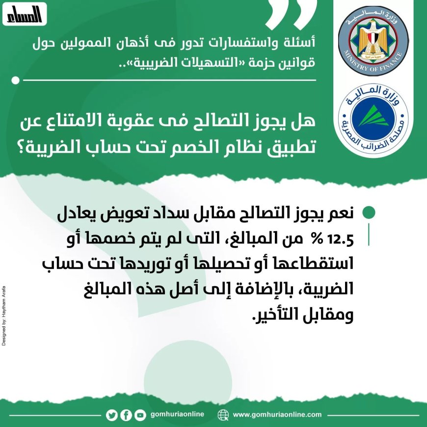 هل يجوز التصالح فى عقوبة الامتناع عن تطبيق نظام الخصم تحت حساب الضريبة؟