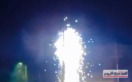 شرر كثيف من عمود كهرباء أمام مقابر العزيزية في البدرشين (تفاصيل كاملة)