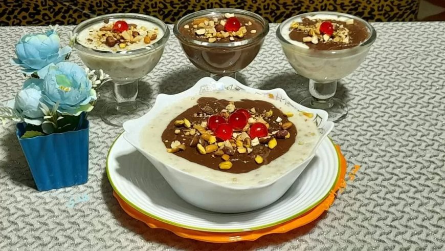 طبق عاشوراء بالفانيليا والشيكولاتة