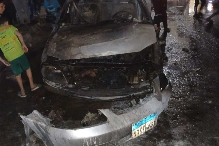 ماس كهربائي يتسبب فى حريق هائل بسيارة ملاكي بالغربية (صور)