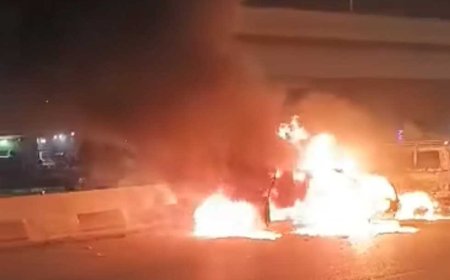 السيطرة على حريق شب في سيارتين على الطريق الدائري بالقليوبية