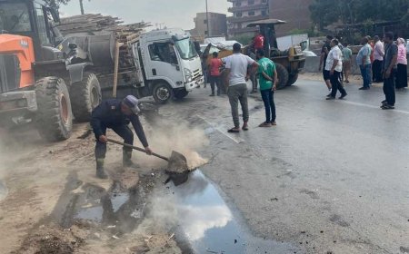 إعادة حركة المرور للطريق الزراعي بعد انقلاب سيارة نقل محملة بالأخشاب في طوخ