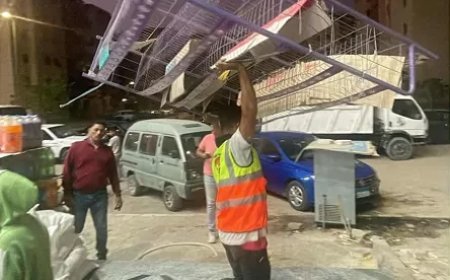 استمرار الحملات الليلية بمدينة أكتوبر الجديدة لضبط الإشغالات ومواجهة النباشين